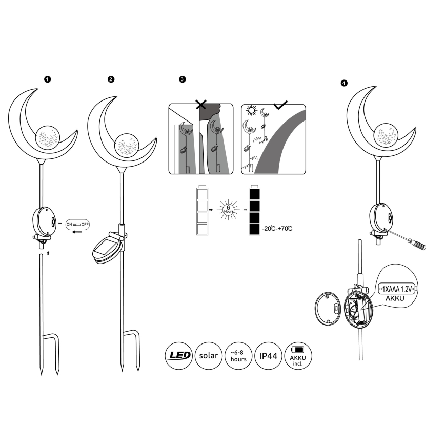 Globo - LED Solcellslampa LED/0,02W/3V 600mAh IP44 brons