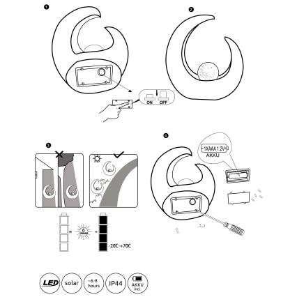 Globo - LED solcellslampa LED/0,02W/3V IP44