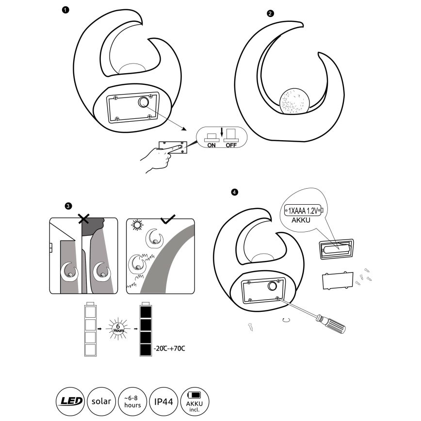 Globo - LED solcellslampa LED/0,02W/3V IP44