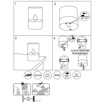 Globo - LED Solarlampa LED/0,06W/3,2V 1800K IP44 100 mAh
