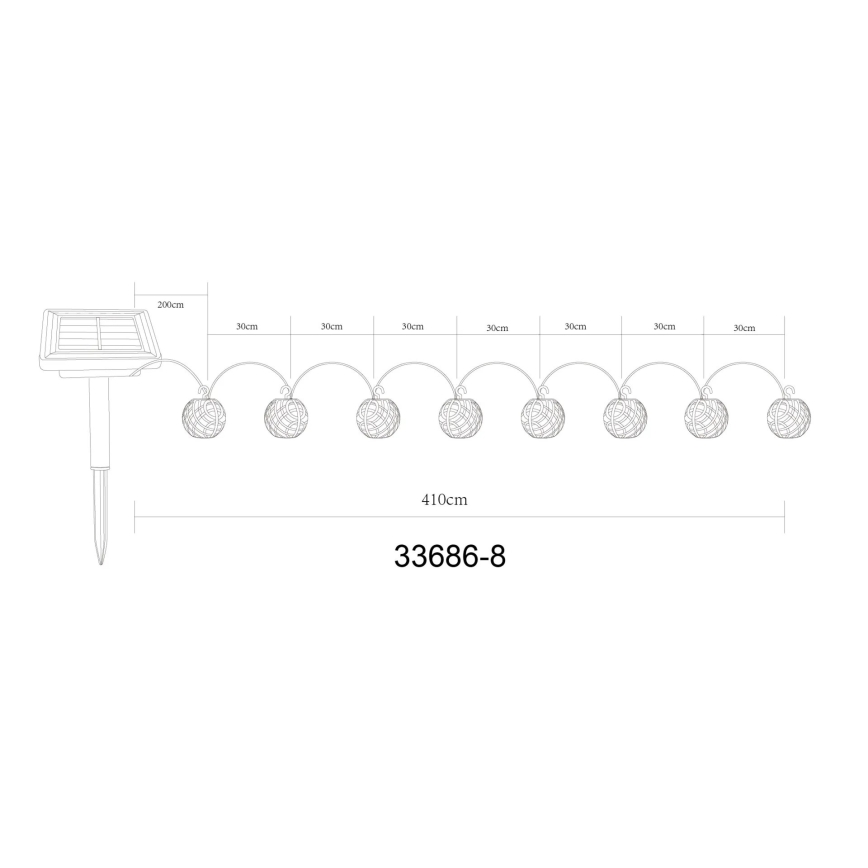 Globo - LED solcellsljusslinga 98xLED/0,1W/3V 410 cm IP44 600 mAh