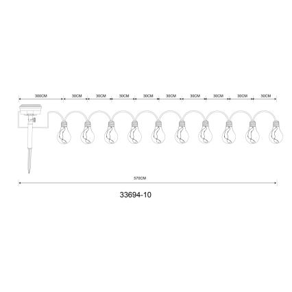 Globo - LED Solcell Dekorativ slinga 50xLED/0,06W/3,2V 570 cm IP44