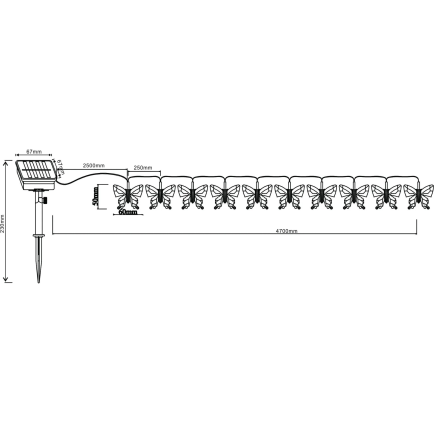 Globo - LED RGB Dekorativ slinga 10xLED/0,06W/3,2V 470 cm IP44
