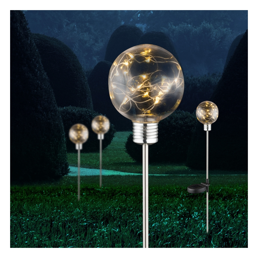 Globo - Set med 12 LED-solcellslampor, 3,2 V, IP44, 600 mAh