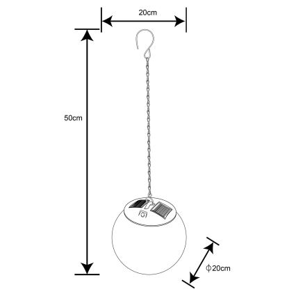 Globo - LED solcellsljuskrona på kedja 30xLED/0,06W/1,2V diameter 20 cm IP44