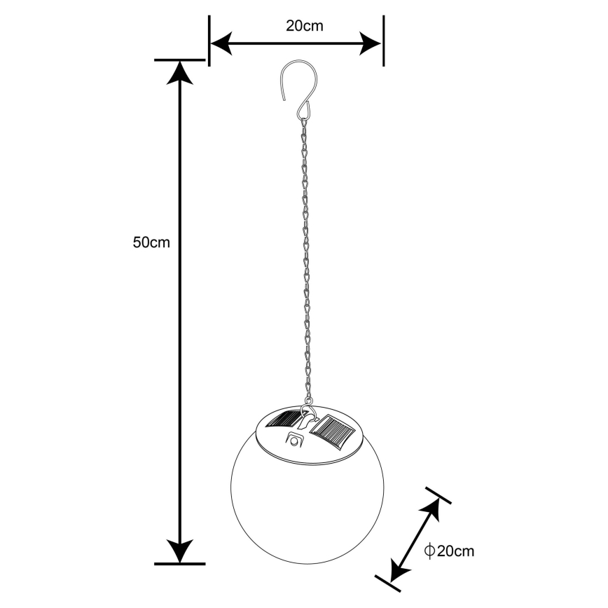 Globo - LED solcellsljuskrona på kedja 30xLED/0,06W/1,2V diameter 20 cm IP44