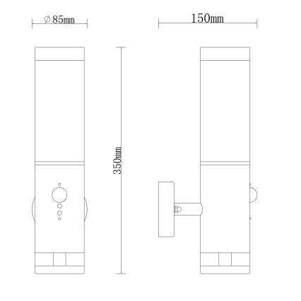 Globo - Utomhus vägglampa  med sensor  1xE27/15W/230V IP44