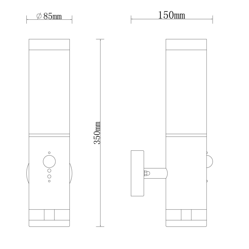 Globo - Utomhus vägglampa  med sensor  1xE27/15W/230V IP44