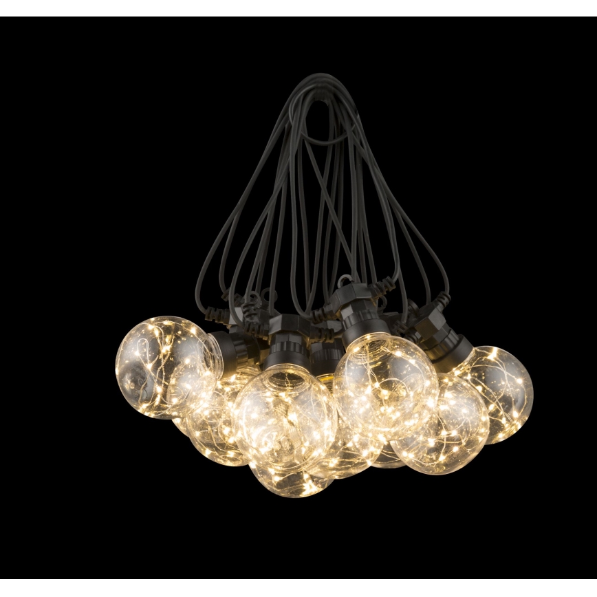 Globo - LED Utomhusdekoration med kedja 10xLED/0,27W/230V 7,5 m IP44 svart