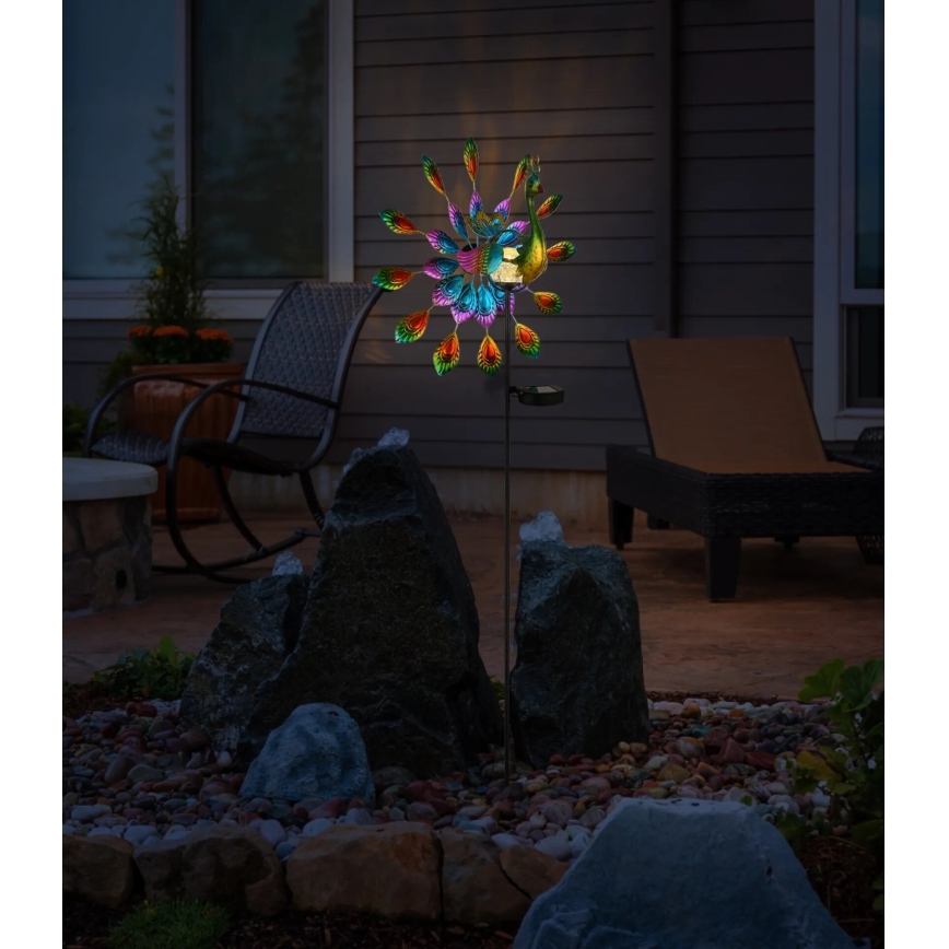 Globo - LED solär dekoration LED/0,06W/3V IP44 300 mAh påfågel