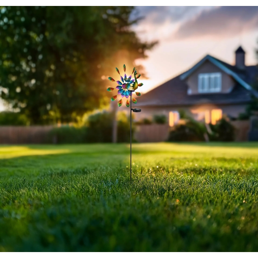 Globo - LED solär dekoration LED/0,06W/3V IP44 300 mAh påfågel