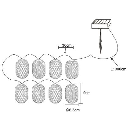 Globo - LED solcellsljusslinga LED/0,06W/3V 650 cm IP44 400 mAh