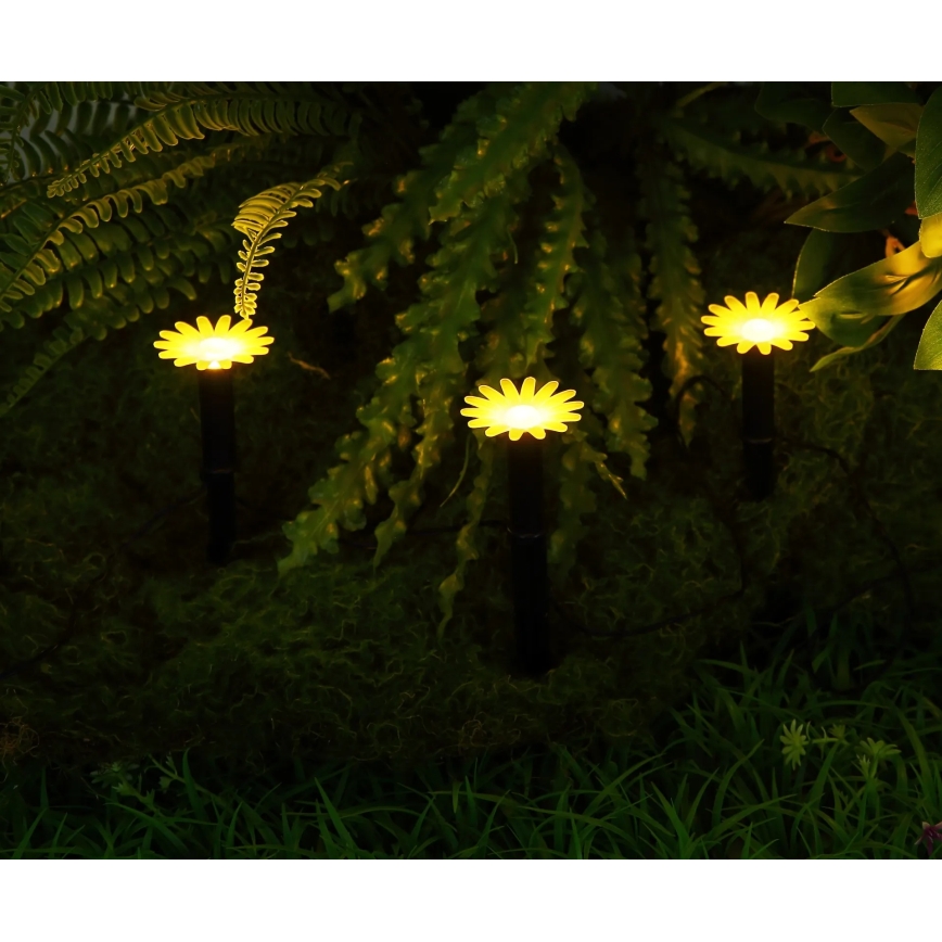 Globo - LED-solarslinga 5xLED/3V IP44 300 mAh 2,2 m med blommor
