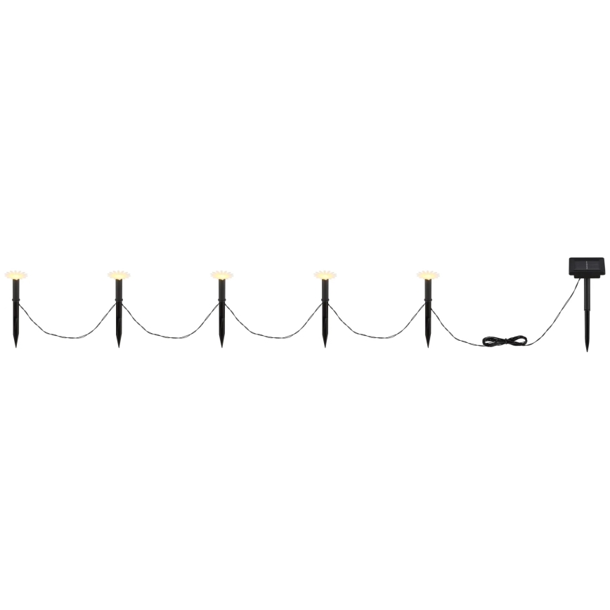 Globo - LED-solarslinga 5xLED/3V IP44 300 mAh 2,2 m med blommor