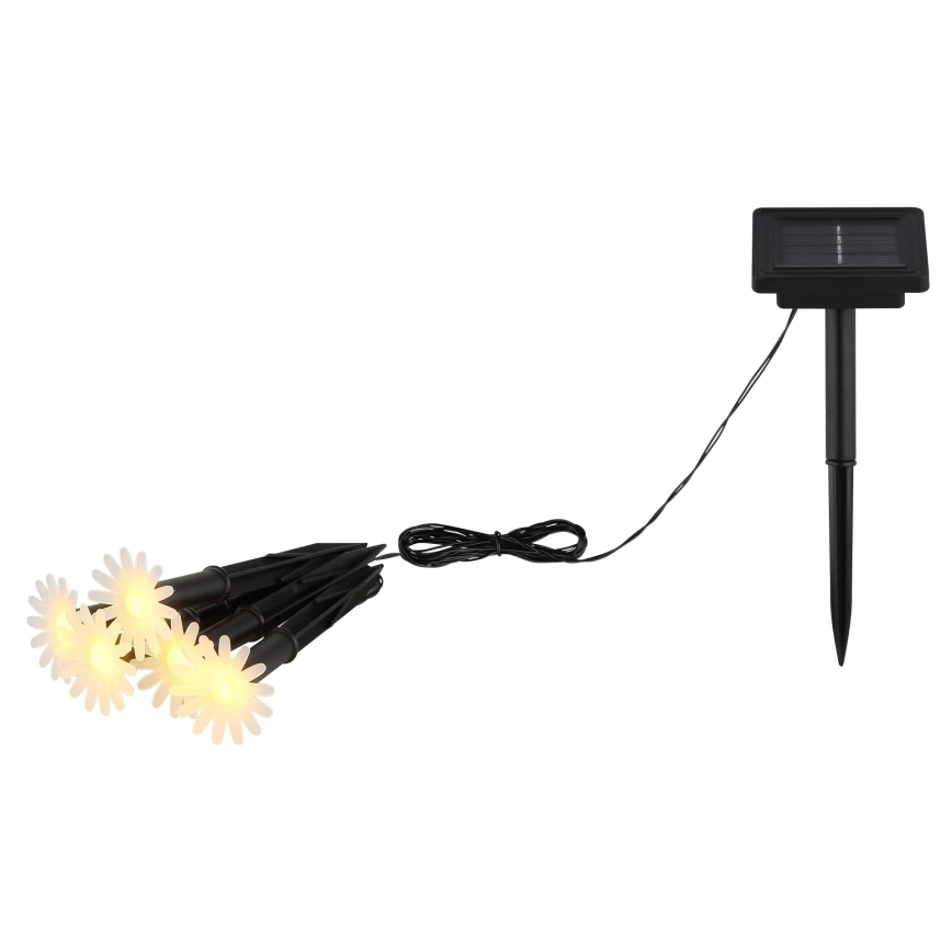 Globo - LED-solarslinga 5xLED/3V IP44 300 mAh 2,2 m med blommor