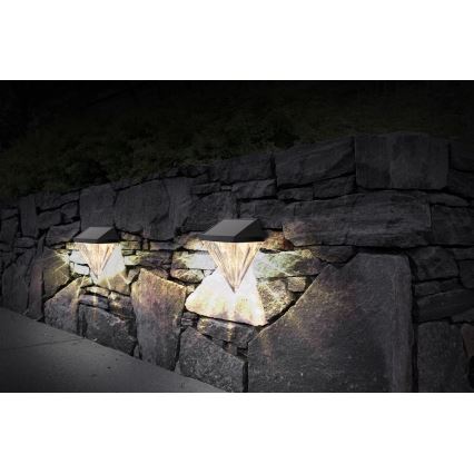 Globo - KIT 2x LED solcell väggbelysning LED/0,5W/3V IP44 600 mAh