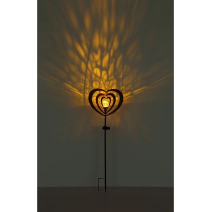 Globo - LED-solcellslampa LED/3V IP44 300 mAh rostfärgat hjärta