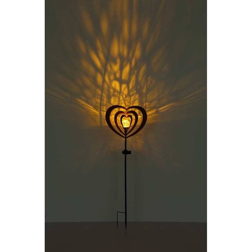 Globo - LED-solcellslampa LED/3V IP44 300 mAh rostfärgat hjärta