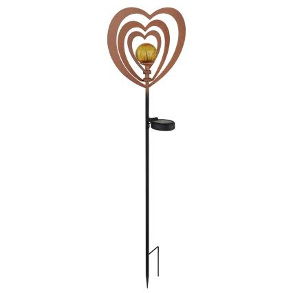 Globo - LED-solcellslampa LED/3V IP44 300 mAh rostfärgat hjärta