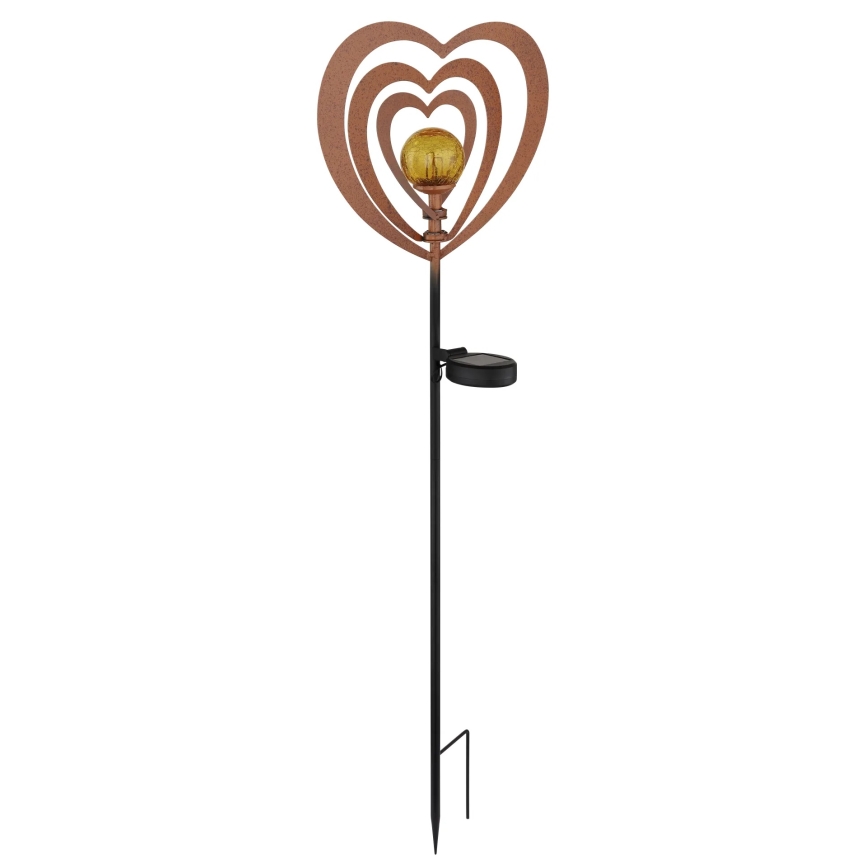 Globo - LED-solcellslampa LED/3V IP44 300 mAh rostfärgat hjärta