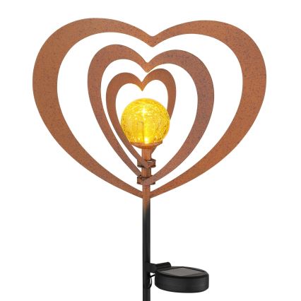 Globo - LED-solcellslampa LED/3V IP44 300 mAh rostfärgat hjärta