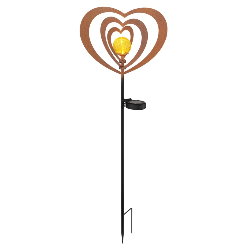Globo - LED-solcellslampa LED/3V IP44 300 mAh rostfärgat hjärta