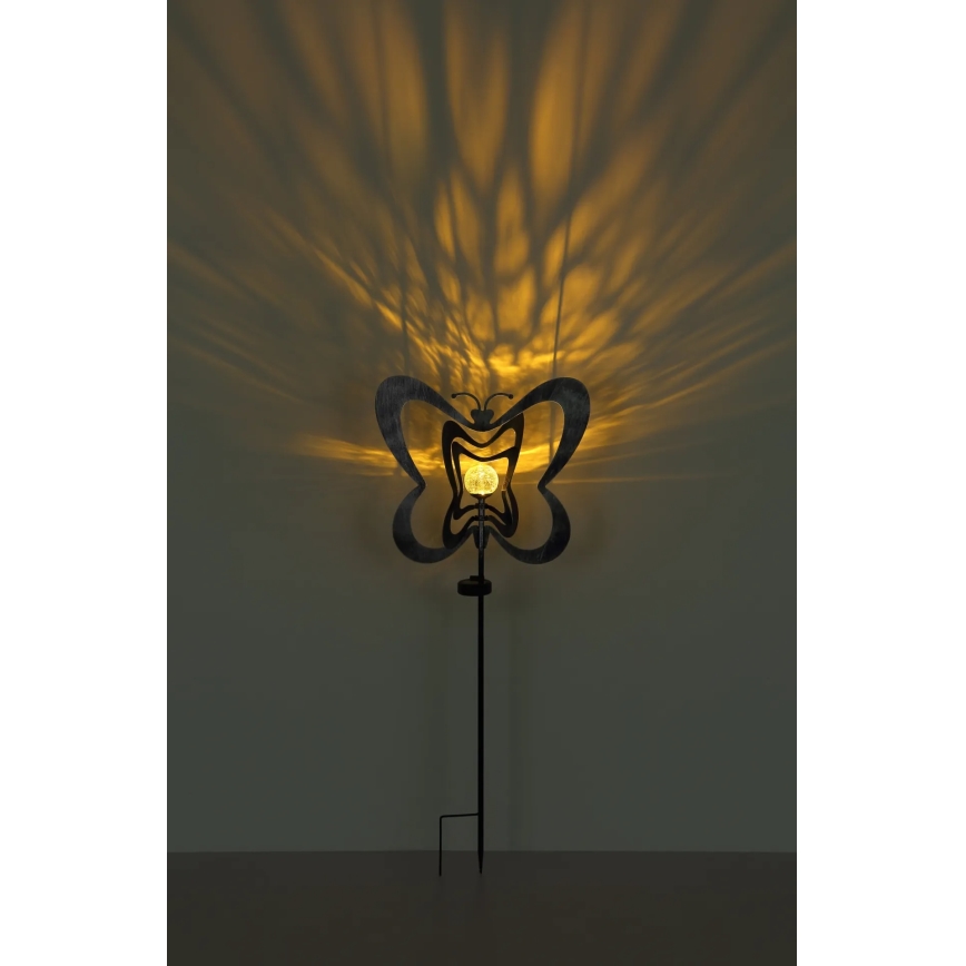 Globo - LED solcellslampa LED/3V IP44 300 mAh silverfärgad fjäril