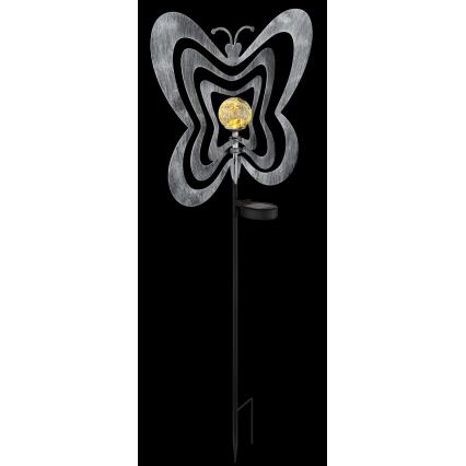 Globo - LED solcellslampa LED/3V IP44 300 mAh silverfärgad fjäril