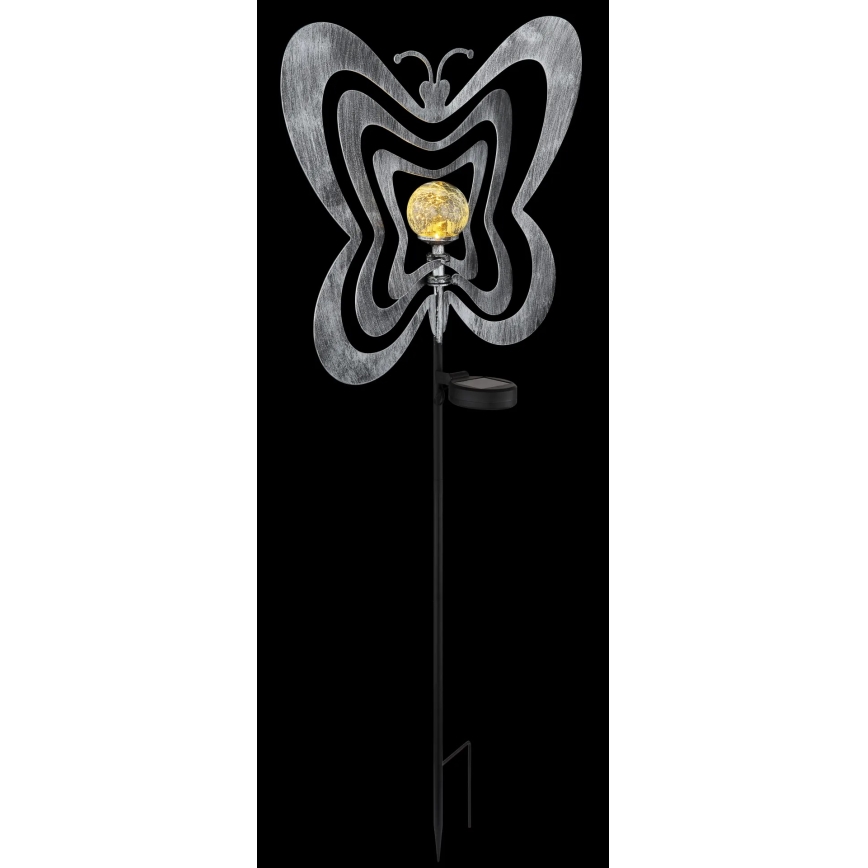 Globo - LED solcellslampa LED/3V IP44 300 mAh silverfärgad fjäril