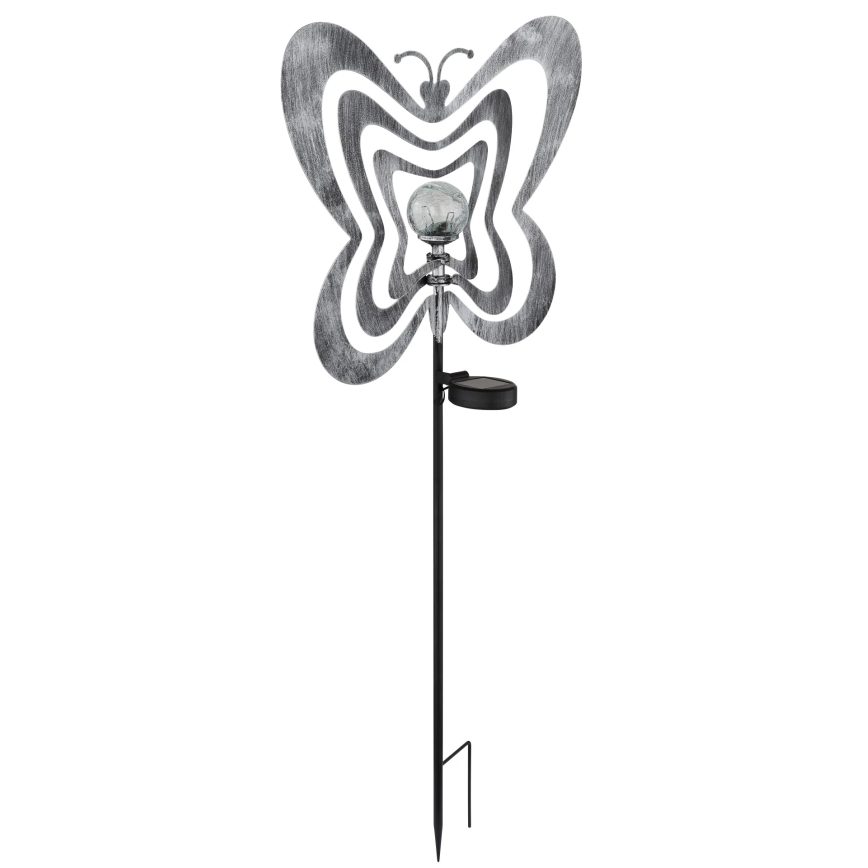 Globo - LED solcellslampa LED/3V IP44 300 mAh silverfärgad fjäril