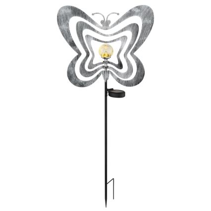 Globo - LED solcellslampa LED/3V IP44 300 mAh silverfärgad fjäril