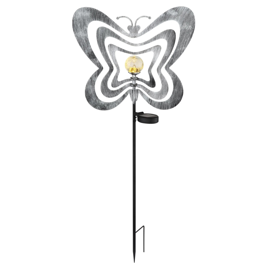 Globo - LED solcellslampa LED/3V IP44 300 mAh silverfärgad fjäril