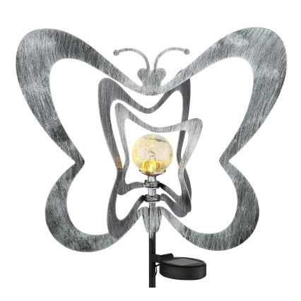 Globo - LED solcellslampa LED/3V IP44 300 mAh silverfärgad fjäril