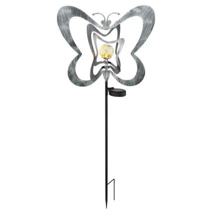 Globo - LED solcellslampa LED/3V IP44 300 mAh silverfärgad fjäril
