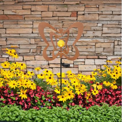 Globo - LED solcellslampa LED/3V IP44 300 mAh rostfärgad fjäril