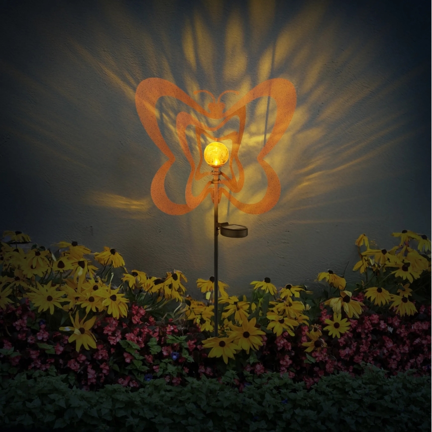 Globo - LED solcellslampa LED/3V IP44 300 mAh rostfärgad fjäril