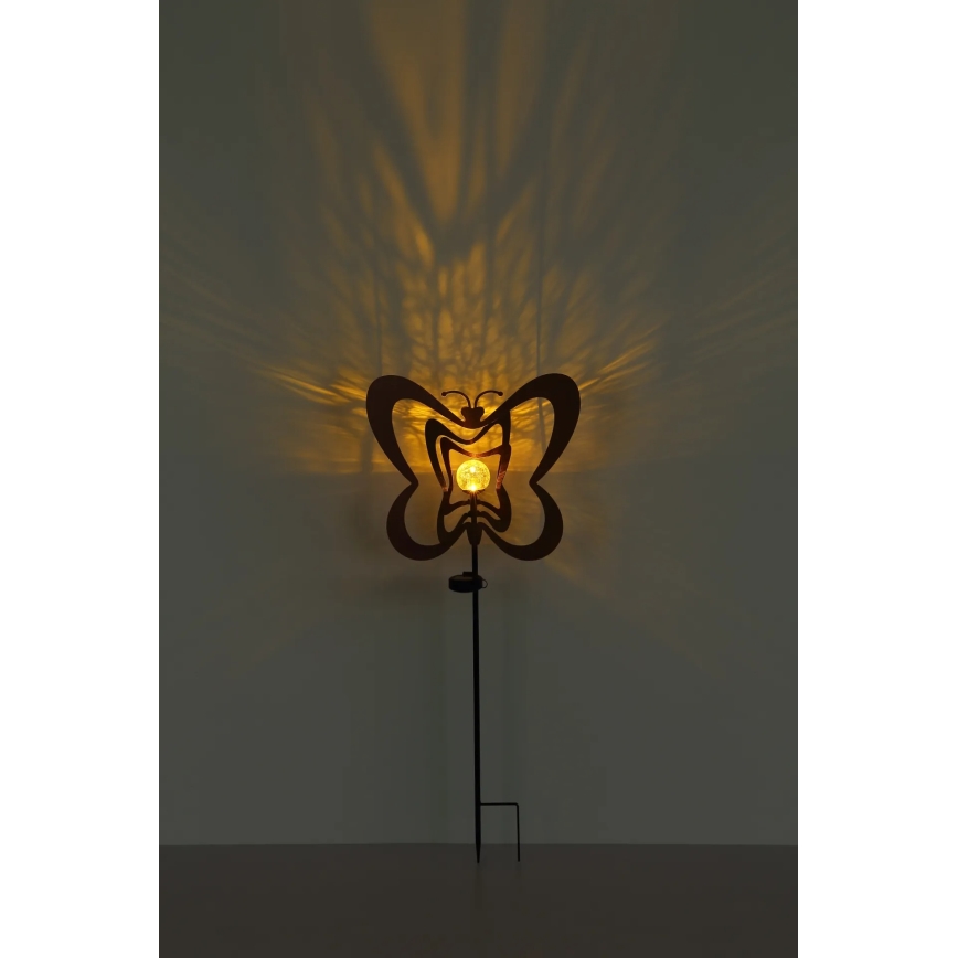 Globo - LED solcellslampa LED/3V IP44 300 mAh rostfärgad fjäril
