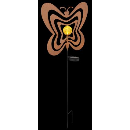 Globo - LED solcellslampa LED/3V IP44 300 mAh rostfärgad fjäril