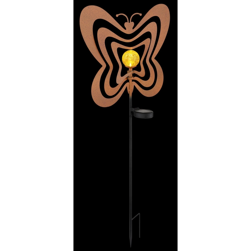 Globo - LED solcellslampa LED/3V IP44 300 mAh rostfärgad fjäril