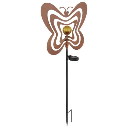 Globo - LED solcellslampa LED/3V IP44 300 mAh rostfärgad fjäril