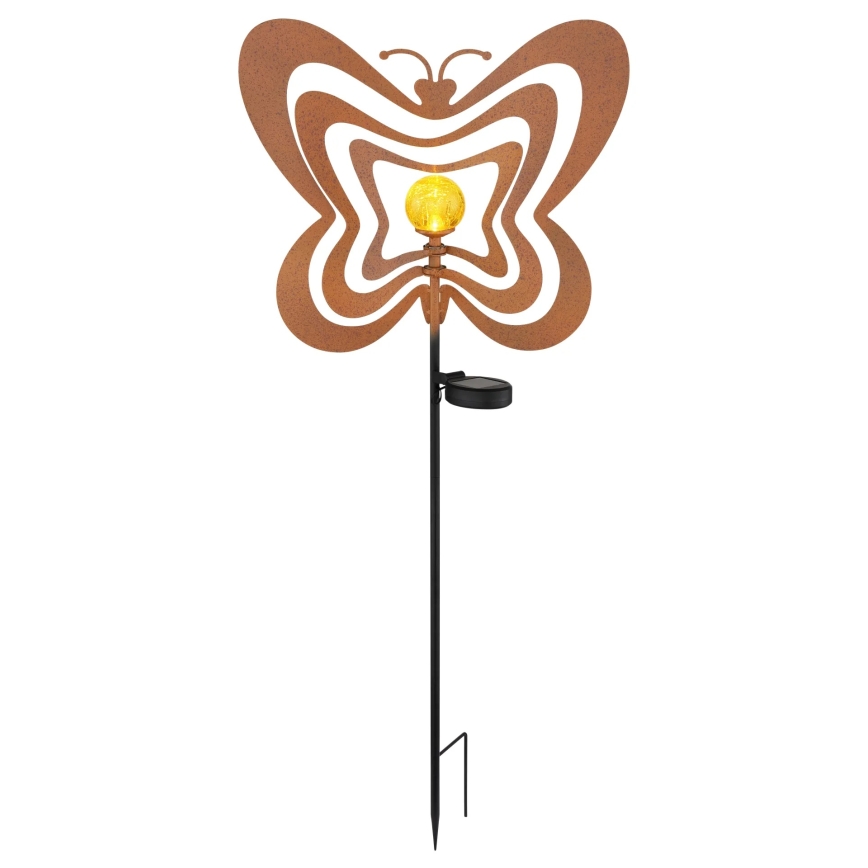 Globo - LED solcellslampa LED/3V IP44 300 mAh rostfärgad fjäril