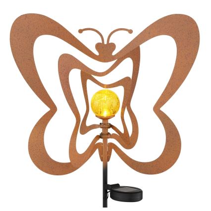 Globo - LED solcellslampa LED/3V IP44 300 mAh rostfärgad fjäril
