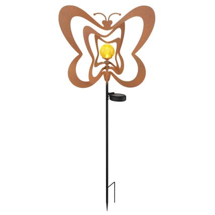 Globo - LED solcellslampa LED/3V IP44 300 mAh rostfärgad fjäril