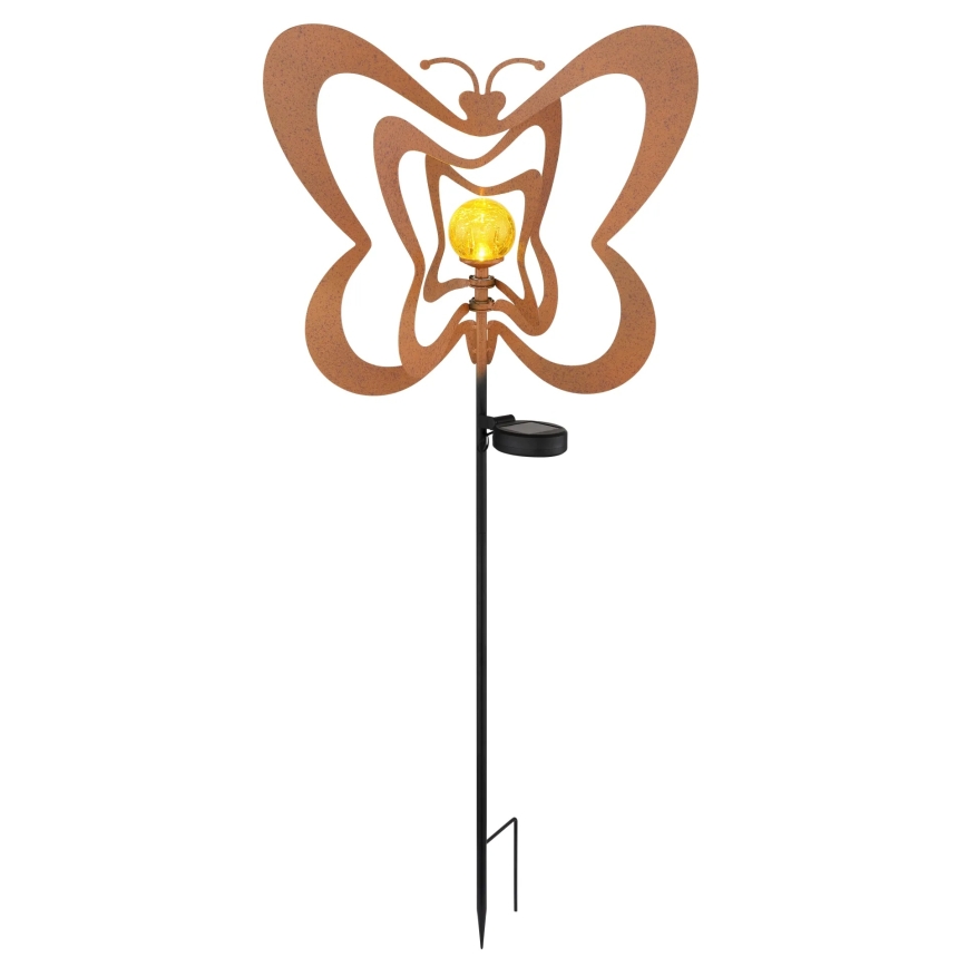 Globo - LED solcellslampa LED/3V IP44 300 mAh rostfärgad fjäril