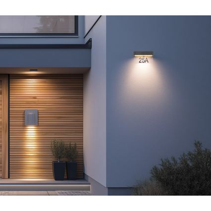 Globo - LED-solcellsdriven husnummerskylt LED/6W/3,7V IP54 1800 mAh