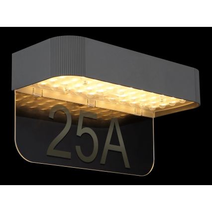 Globo - LED-solcellsdriven husnummerskylt LED/6W/3,7V IP54 1800 mAh