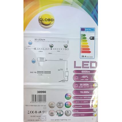 Globo 38990 - RGB LED Badrum ljusslinga LED BAND 150xLED/0,16W IP44