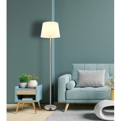 Globo - Golvlampa 1xE27/40W/230V vit/mattkrom