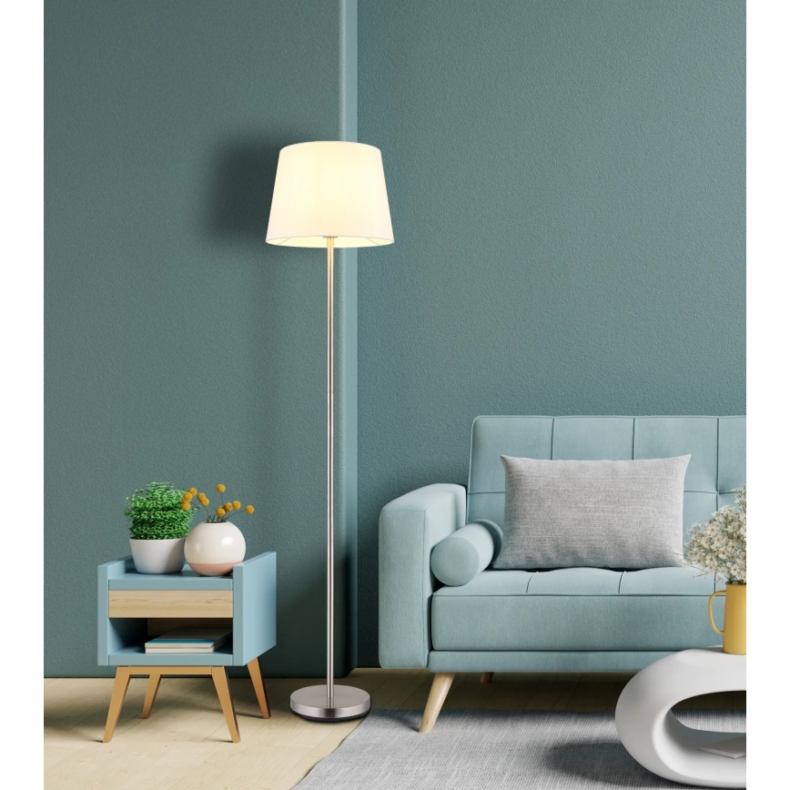 Globo - Golvlampa 1xE27/40W/230V vit/mattkrom