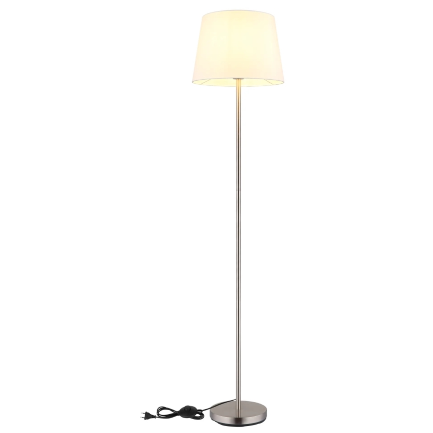Globo - Golvlampa 1xE27/40W/230V vit/mattkrom